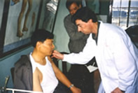 Dr Tinnion treating patients at Shanghai No 1 Peoples Hospital